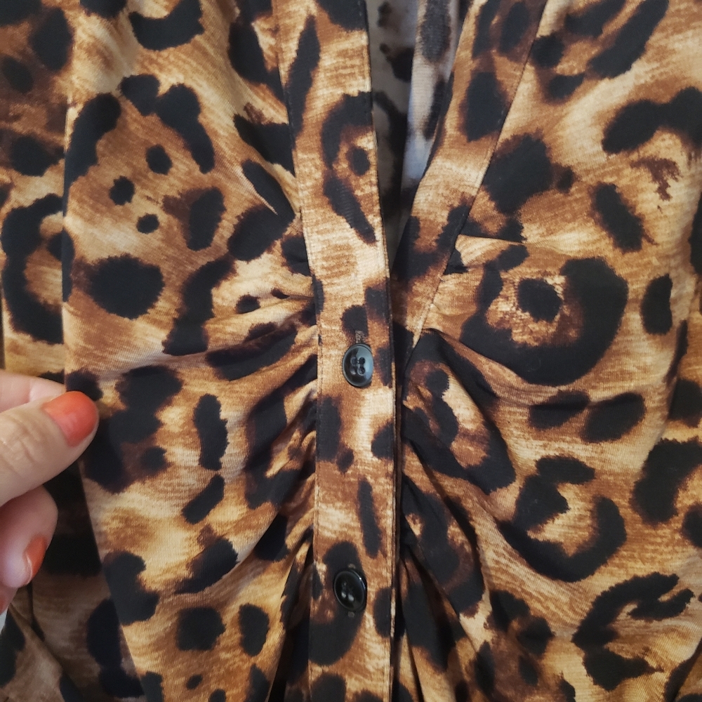 INC International Concepts Leopard Print Midi Shirt Dress size S - Picture 7 of 14